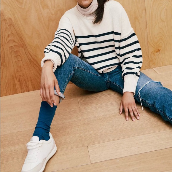 Madewell Conway Pullover Sweater in Stripe in Antique Cream - Picture 5 of 9